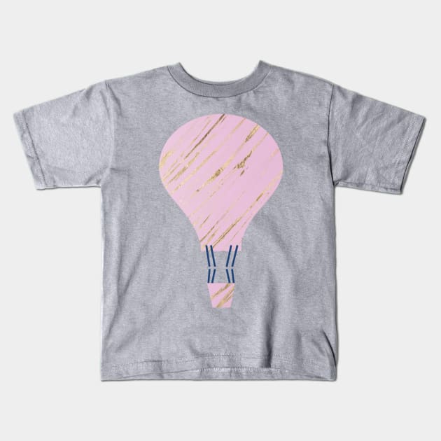 Pink and Gold geode cupcake hot air balloon - Kawaii Kids T-Shirt by LukjanovArt